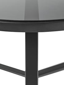 Mesa de centro redonda Fortunata, tablero de vidrio, Tablero: vidrio endurecido, Estructura: metal cepillado, Transparente, negro, Ø 70 cm