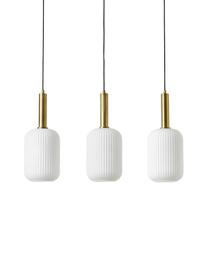 Suspension en verre opalescent Candela, Blanc, couleur laitonnée, larg. 87 x prof. 20 cm