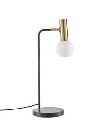 Lampa biurkowa ze szklanym kloszem Wilson, Czarny, odcienie mosiądzu, Ø 22 x W 54 cm