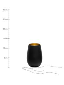 Kristallen longdrinkglazen Elements, 6 stuks, Kristalglas, gecoat, Zwart, messingkleurig, Ø 9 x H 12 cm, 465 ml