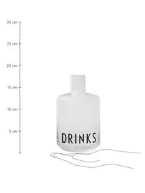 Design Glaskaraffe Drinks mit Schriftzug, 500 ml, Transparent, Schwarz, H 18 cm