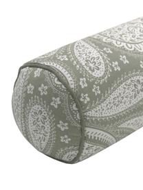 Kussenrol Manon met paisley patroon van biokatoen, Bekleding: 100% biokatoen, GOTS-gece, Groen, Ø 18 cm, L 50 cm