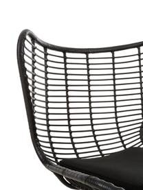 Fotel uszak z polirattanu Costa, Stelaż: metal malowany proszkowo, Czarny, S 90 x G 89 cm