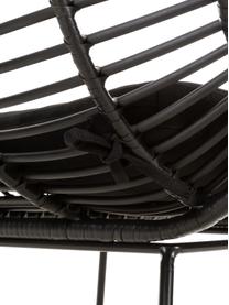 Fauteuil à oreilles en polyrotin Costa, Noir, larg. 90 x prof. 89 cm