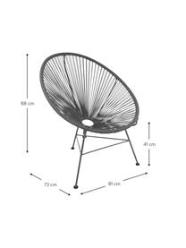 Fotel wypoczynkowy ze splotu z tworzywa sztucznego Bahia, Stelaż: metal malowany proszkowo, Ciemny szary, S 81 x G 73 cm