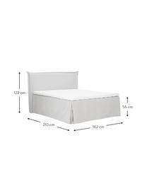 Letto boxspring Premium Violet, Materasso: nucleo a 5 zone di molle , Piedini: legno massiccio di betull, Tessuto grigio chiaro, Larg. 140 x lung. 200 cm, grado di durezza H2