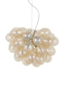 Hanglamp met glazen bollen Gross, Baldakijn: verchroomd nikkel, Amberkleurig, Ø 50 cm