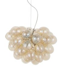 Glaskugel Pendelleuchte Gross, Baldachin: Nickel, verchromt, Bernsteinfarben, Ø 50 x H 45 cm