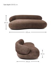 Canapé haricot 3 places brun Alba, Tissu brun, larg. 235 x prof. 114 cm, dossier à gauche