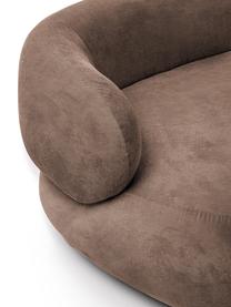 Sofa w kształcie nerki Alba (3-osobowa), Tapicerka: 97% poliester, 3% nylon D, Stelaż: lite drewno świerkowe z c, Nogi: tworzywo sztuczne, Brązowa tkanina, S 235 x G 114 cm, oparcie lewostronne