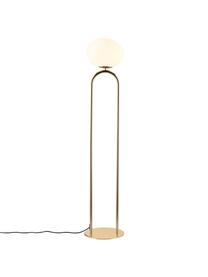 Kleine Stehlampe Shapes, Lampenschirm: Opalglas, mundgeblasen, Cremeweiß, Messingfarben, Ø 28 x H 135 cm