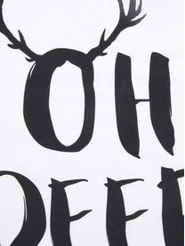 Kussenhoes Oh Deer met opschrift, Katoen, Zwart, wit, met opschrift, B 40 x L 40 cm