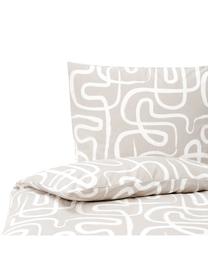 Perkal-Bettdeckenbezug Malu aus Bio-Baumwolle in Beige/Weiß, Webart: Perkal Fadendichte 144 TC, Beige, Weiß, B 200 x L 200 cm