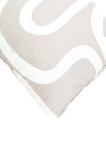 Housse de couette percale en coton bio beige/blanc Malu, Beige, blanc, larg. 200 x long. 200 cm