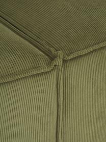 Modulaire XL chaise longue Lennon in groen van corduroy, Bekleding: corduroy (92% polyester, , Frame: massief grenenhout, FSC-g, Poten: kunststof De poten bevind, Corduroy groen, B 357 x D 119 cm, rugleuning rechts