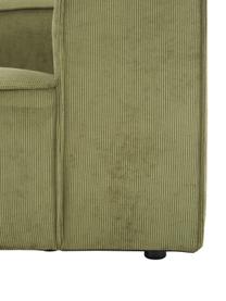 Chaise longue XL componibile in velluto a coste Lennon, Rivestimento: velluto a coste (92% poli, Struttura: legno di pino massiccio, , Piedini: plastica I piedini si tro, Velluto a coste verde, Larg. 357 x Prof. 119 cm, schienale a sinistra