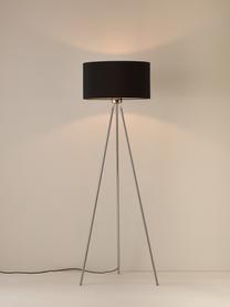 Stativová stojací lampa s látkovým stínidlem Cella, Černá, chromová, Ø 45 cm, V 147 cm