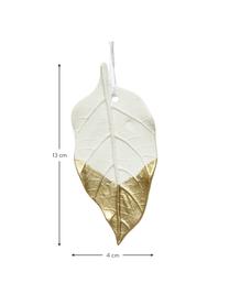 Baum-Anhänger Leaves H 13 cm, 3 Stück, Weiß, Goldfarben, B 4 x H 13 cm