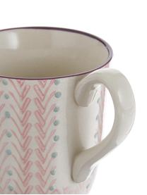 Mokken Maya met klein patroon, set van 3, Keramiek, Crèmewit, groen, lila, roze, Ø 9 x H 10 cm