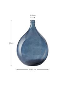Vase dame-Jeanne en verre recyclé Dante, Verre recyclé, Bleu foncé, larg. 40 x haut. 56 cm