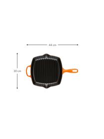 Čtvercová grilovací pánev s rýhovanou strukturou z litiny Signature Collection, Smaltovaný kov, Oranžová, červená, Š 44 cm, V 5 cm