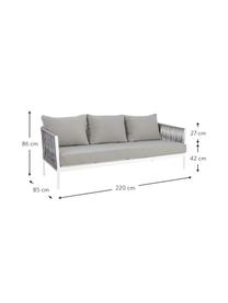 Sofá para exterior Florencia (3 plazas), Estructura: aluminio con pintura en p, Asiento: poliéster, Gris, blanco, An 220 x F 85 cm
