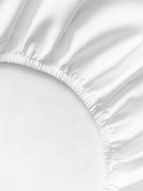 Sábana bajera de satén Premium, Blanco, Cama 90 cm (90 x 200 cm)