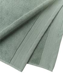 Set 3 asciugamani in cotone organico Premium, 100% cotone organico certificato GOTS (da GCL International, GCL-300517).
Qualità pesante, 600 g/m², Verde salvia, Set in varie misure