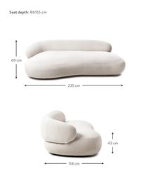 Nierensofa Alba (3-Sitzer) aus Teddyfell, Bezug: Teddy (100% Polyester) De, Gestell: Massives Fichtenholz, FSC, Füße: Kunststoff, Teddy Cremeweiß, B 235 x T 114 cm, Rückenlehne links
