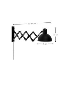 Große ausziehbare Wandleuchte Aberdeen mit Stecker, Lampenschirm: Metall, lackiert, Gestell: Metall, lackiert, Schwarz, T 60 x H 27 cm