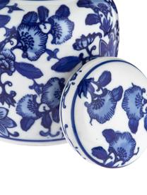 Kleine Deckelvase Annabelle aus Porzellan, Porzellan, Weiß, Blau, Ø 11 x H 13 cm