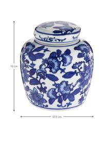Kleine Deckelvase Annabelle aus Porzellan, Porzellan, Weiß, Blau, Ø 11 x H 13 cm