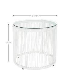 Table d'appoint avec plateau en verre Bahia, Blanc, Ø 50 x haut. 45 cm