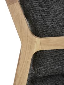 Sessel Becky aus Eichenholz, Bezug: 53% Acryl, 23% Polyester,, Gestell: Massives Eichenholz, Webstoff Graphit, Eichenholz, 73 x 71 cm