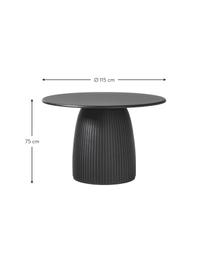 Tavolo rotondo con struttura scanalata Nelly, in diverse dimensioni, Impiallacciato in legno di frassino, con pannelli di fibra a media densità (MDF), certificato FSC, Nero, Ø 115 x Alt. 75 cm