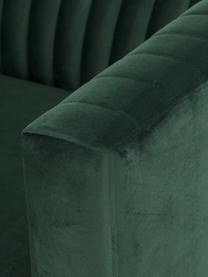 Sofa z aksamitu z drewnianymi nogami Dante (3-osobowa), Tapicerka: aksamit poliestrowy Dzięk, Stelaż: drewno kauczukowe lakiero, Tapicerka: pianka poliuretanowa, Aksamitny zielony, S 210 x G 87 cm