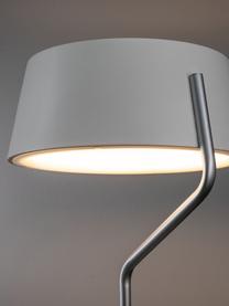 Dimmbare LED-Stehlampe Belaja aus Metall, Lampenschirm: Metall, beschichtet, Lampenfuß: Metall, gebürstet, Weiß, Silberfarben, Ø 43 x H 148 cm