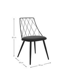 Kunstleren stoelen Addie, 2 stuks, Frame: gecoat metaal, Kunstleer zwart, B 49 cm x D 49 cm