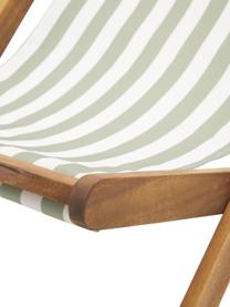 Tumbona plegable Zoe, Asiento: 100% poliéster, Estructura: madera de acacia aceitada, Verde, blanco, An 59 x F 91 cm