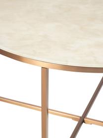 Okrągły stolik kawowy ze szklanym blatem od Motsi Mabuse Antigua, Blat: szkło, matowy nadruk, Beżowy, o wyglądzie marmuru, odcienie mosiądzu, Ø 80 cm