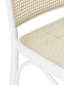 Chaise en cannage Franz, Bois de hêtre blanc laqué, rotin, larg. 48 x haut. 89 cm