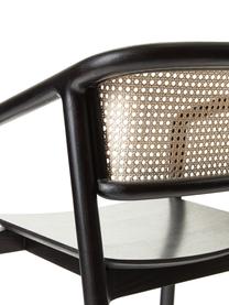 Krzesło z podłokietnikami z plecionką wiedeńską Gali, Stelaż: lite drewno jesionowe lak, Czarny, beżowy, S 56 x G 55 cm