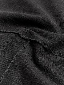 Housse de coussin 45x45 broderie décorative Terre, 80 % coton, 20 % lin, Noir, larg. 45 x long. 45 cm