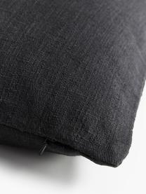 Bavlněný povlak na polštář s ozdobným prošíváním Terre, 80 % bavlna, 20 % len, Černá, Š 45 cm, D 45 cm