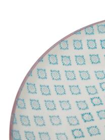 Handbemalte Speiseteller Patrizia mit verspieltem Muster, 3er-Set, Steingut, Weiß, Grün, Rot, Blau, Ø 25 cm