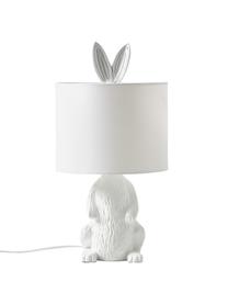 Tafellamp Cesta met hazenfiguur, Lampenkap: textiel, Lampvoet: polyresin, Wit, Ø 24 cm, H 48 cm