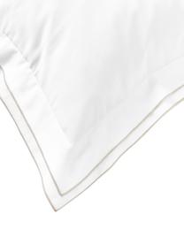 Housse de couette en satin de coton Carlotta, Blanc, beige clair, larg. 200 x long. 200 cm