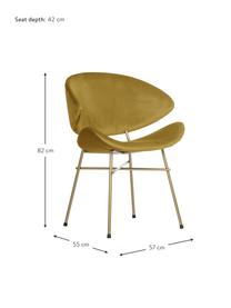 Krzesło tapicerowane z weluru Cheri, Tapicerka: 100% poliester (welur), Stelaż: stal malowana proszkowo, Żółta tkanina, odcienie mosiądzu, S 57 x G 55 cm