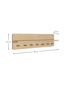 Perchero de pared de madera Space, Chapa de madera de roble con certificado FSC, Roble, An 80 x Al 20 cm