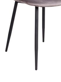 Krzesło tapicerowane z aksamitu Stockholm, Tapicerka: aksamit Dzięki tkaninie w, Nogi: metal lakierowany, Szary, S 50 x G 47 cm